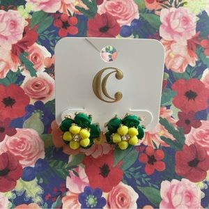 Green Flower Stud Earrings